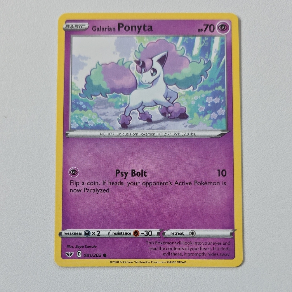 Pokemon Galarian Ponyta Trading Card